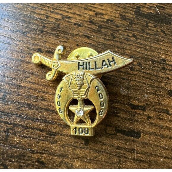 Shriners Hillah 100 Year Anniversary Lapel Pin 2008 Set of 2 - Picture 3 of 3